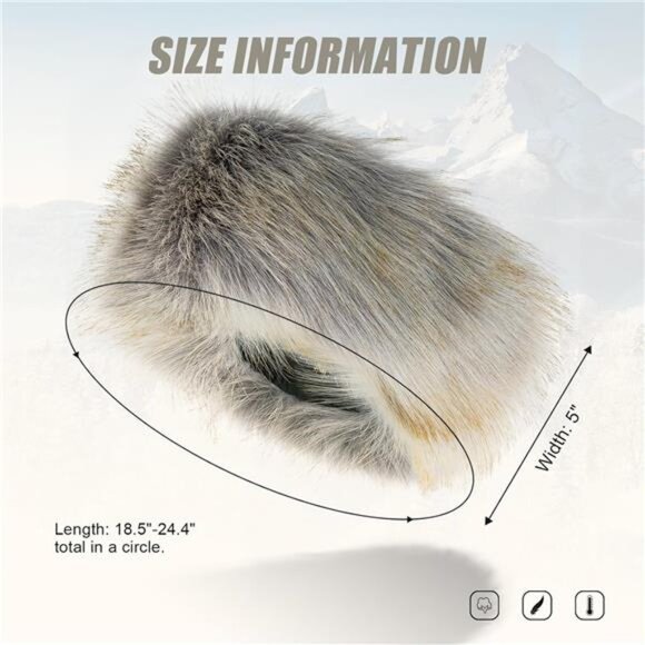 Faux Fur Headband for Women Silver - Picture 4 of 6